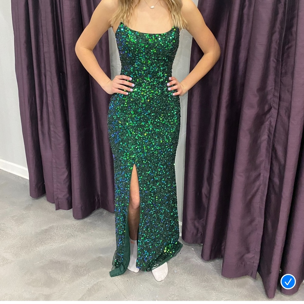 Primavera Couture sequin green dress!